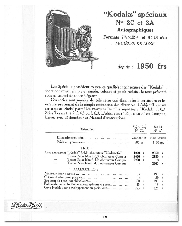 Kodak Pliant Autographique N° 2C spécial
