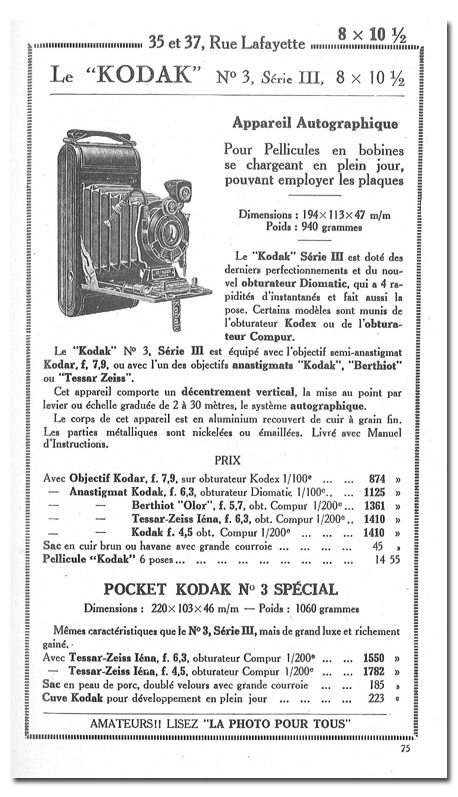 Kodak Pliant Autographique N° 3 de luxe