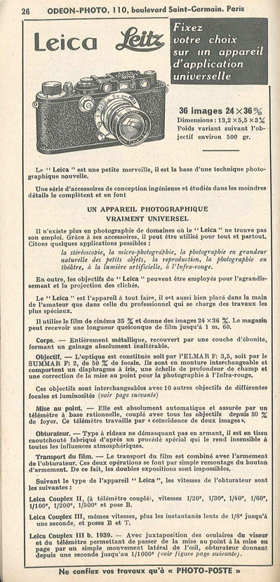 Odéon Photo 1939