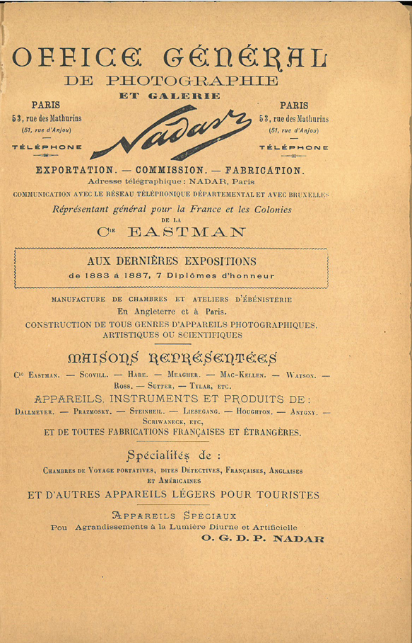 Office Général de Photographie (Nadar) 1889