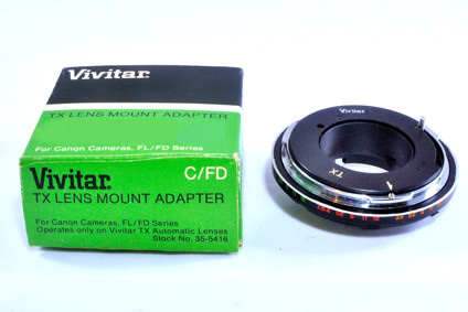 Vivitar TX lens mount adapter for Canon cameras, FL-FD